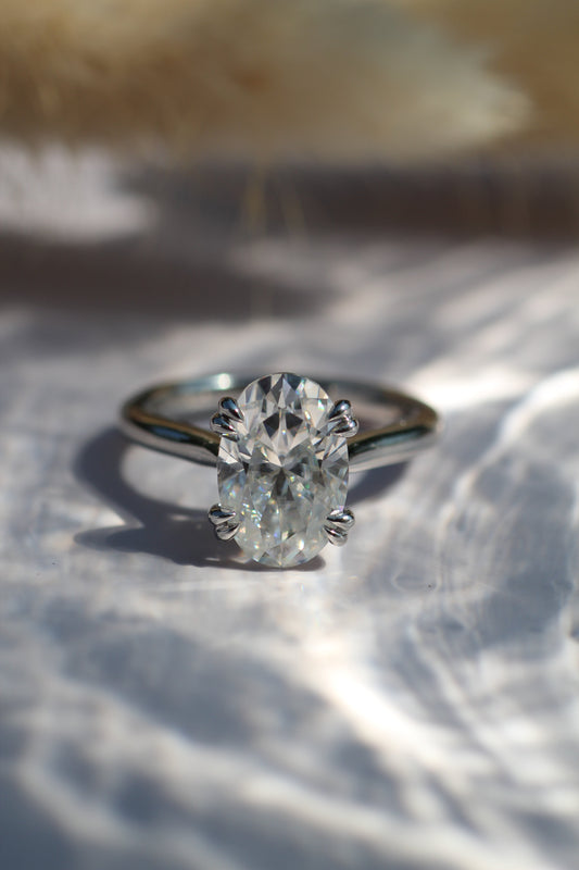 Marquise Shaped Three Stone Lab Grown Diamond Engagement Ring
