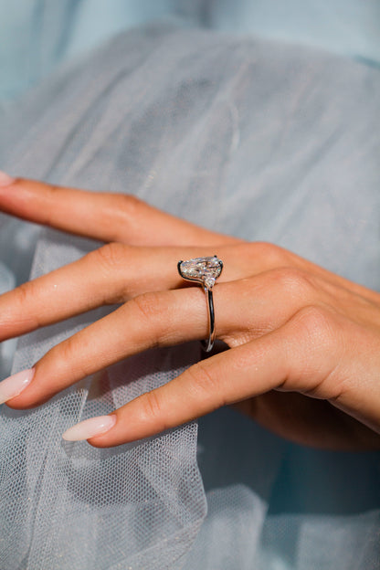 2.9 Carats Emerald Pave Styled Moissanite Engagement Ring