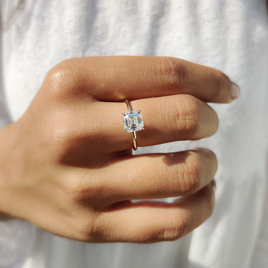 Asscher Cut Engagement Ring Basket Setting