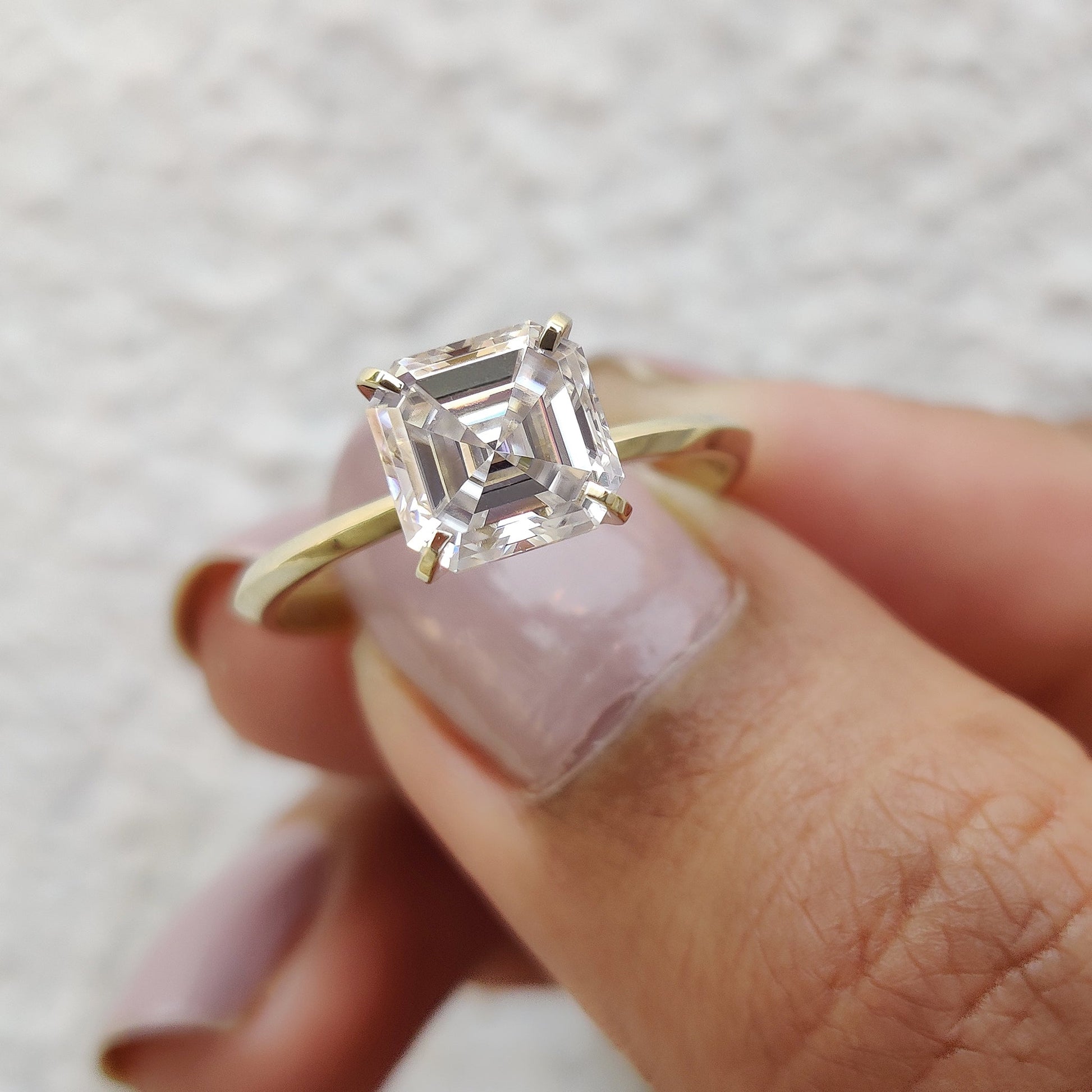 Asscher Cut Engagement Ring Basket Setting