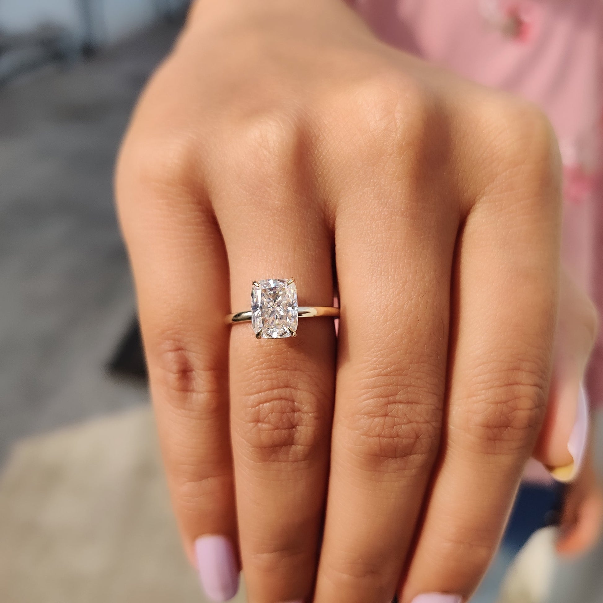 Engagement Ring Hidden Halo With Cushion cut