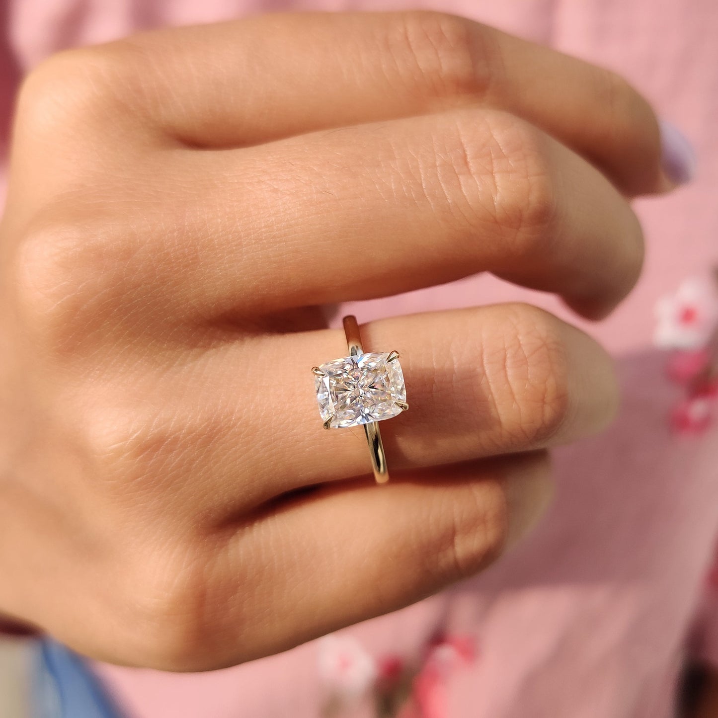 Engagement Ring Hidden Halo With Cushion cut