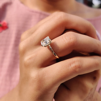 Engagement Ring Hidden Halo With Cushion cut