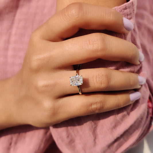 Engagement Ring Hidden Halo With Cushion cut