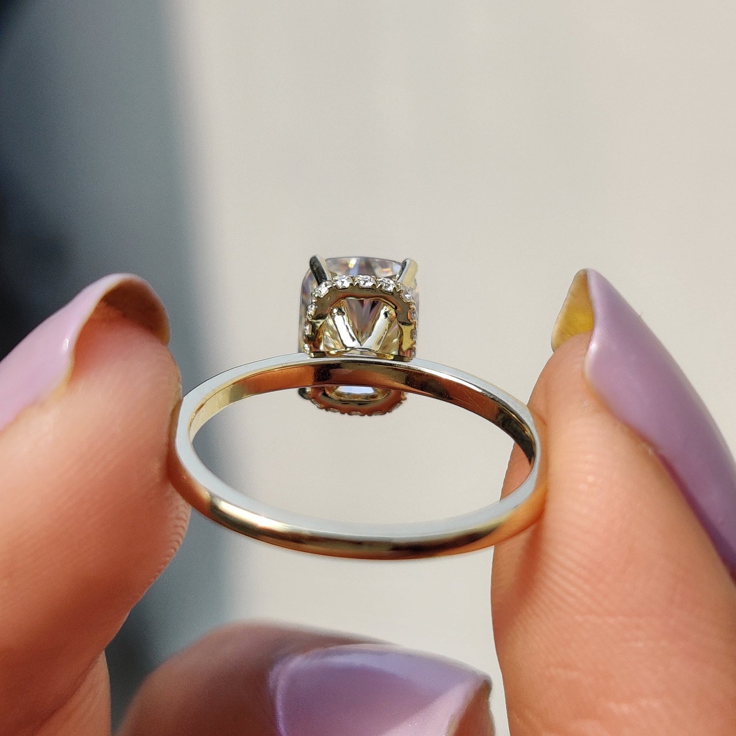 Engagement Ring Hidden Halo With Cushion cut