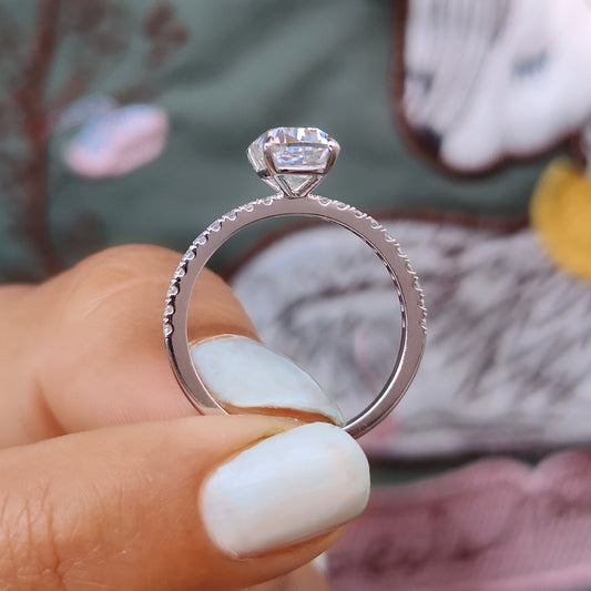 Cushion Cut Moissanite Pave Ring Setting