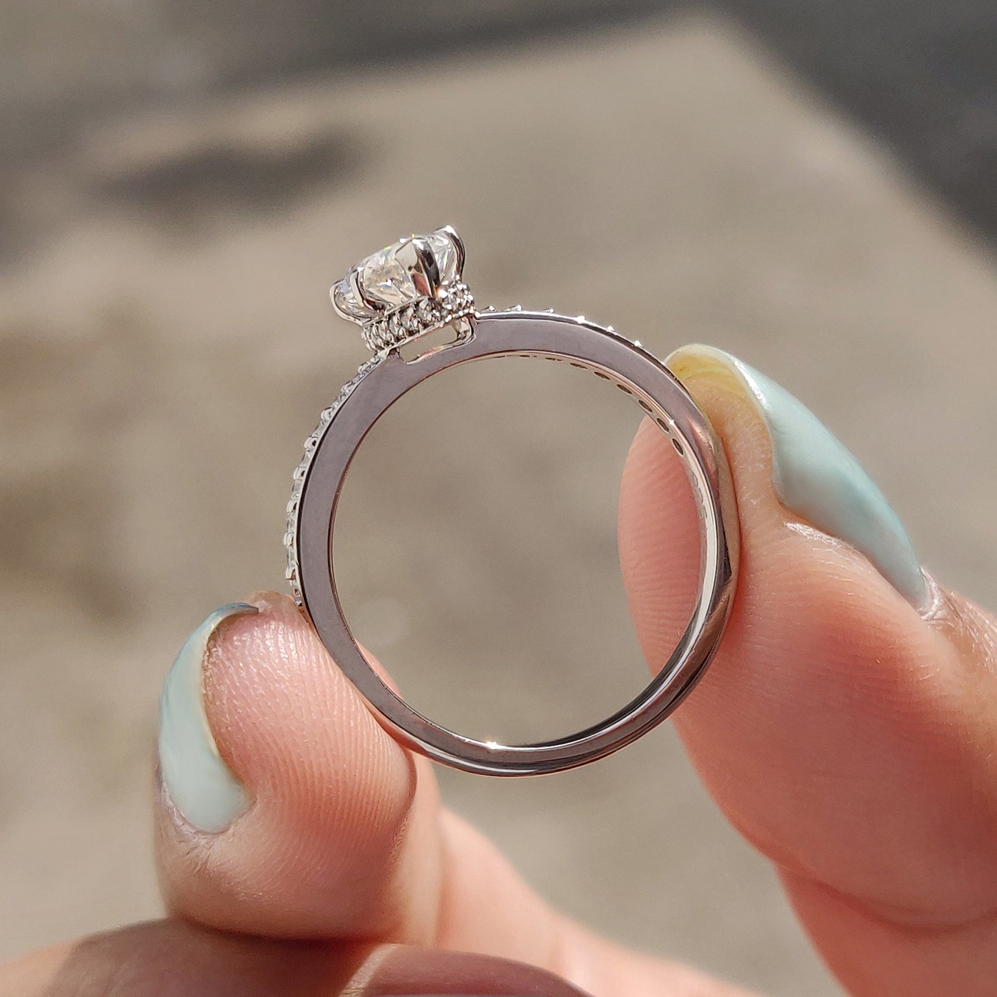 Marquise Cut Engagement Ring With Hidden Halo Style