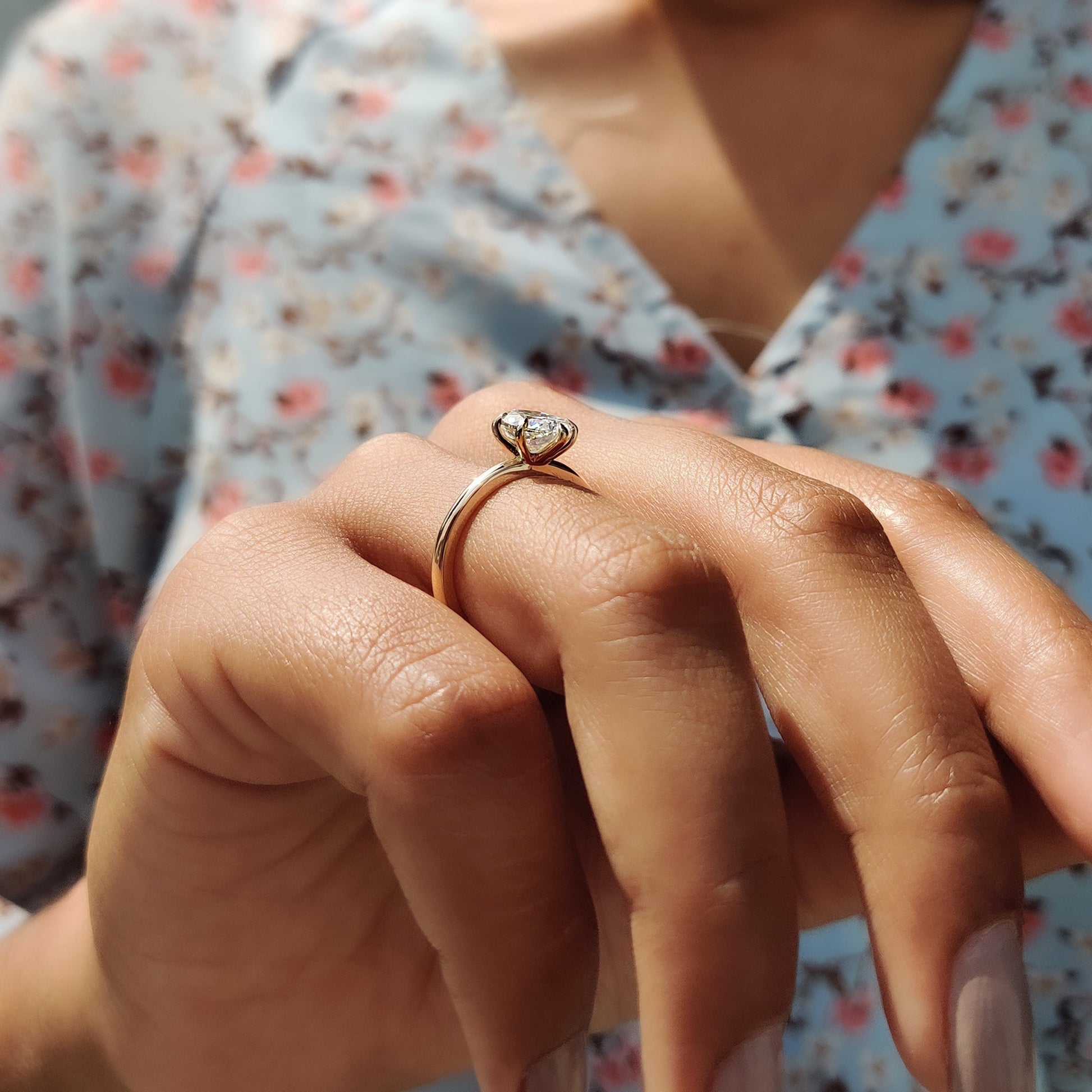 Oval Cut Solitaire Moissanite Ring In Yellow Gold