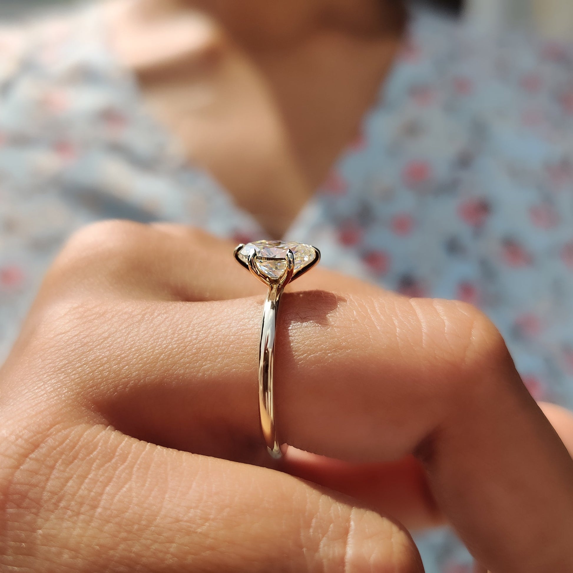 Oval Cut Solitaire Moissanite Ring In Yellow Gold