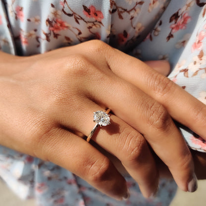 Oval Cut Solitaire Moissanite Ring In Yellow Gold