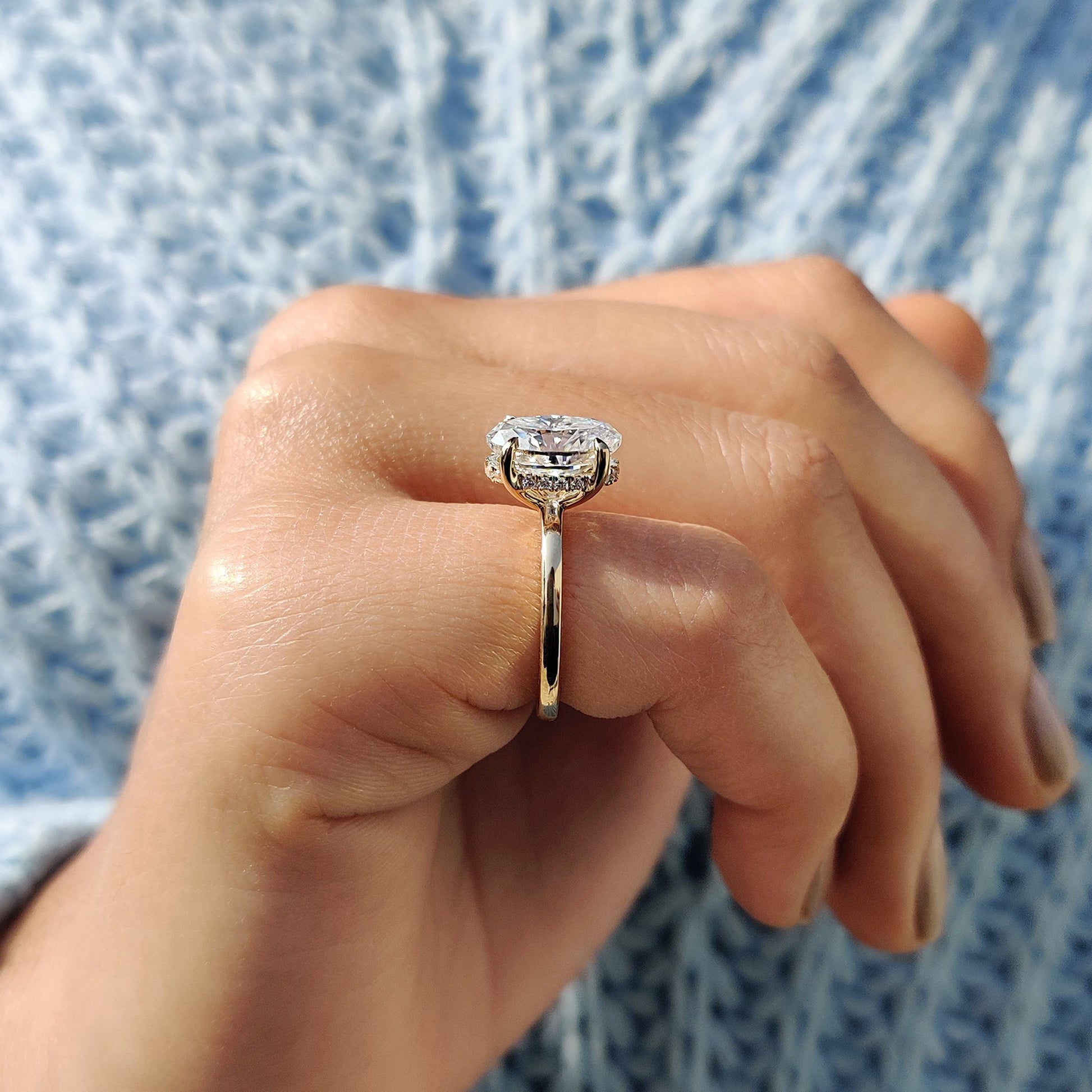 Oval Cut Hidden Halo Ring