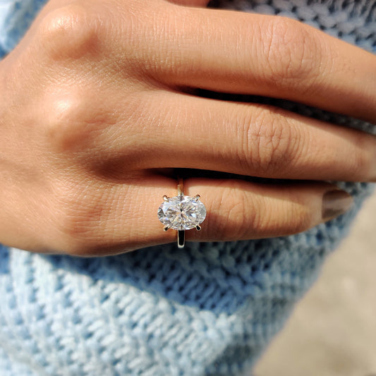 Oval Cut Hidden Halo Ring