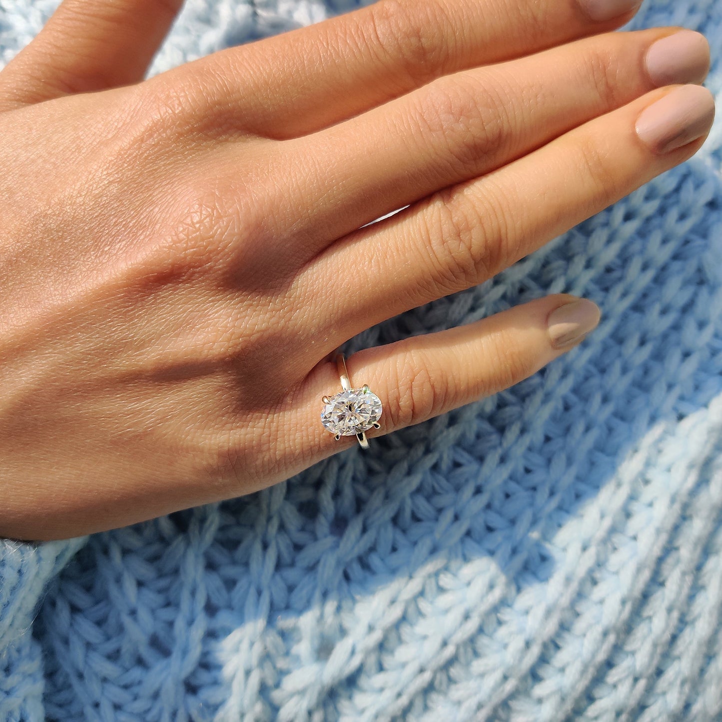 Oval Cut Hidden Halo Ring