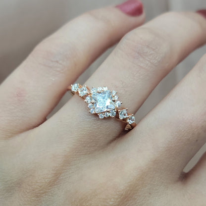 Marquise Shaped Three Stone Lab Grown Diamond Engagement Ring