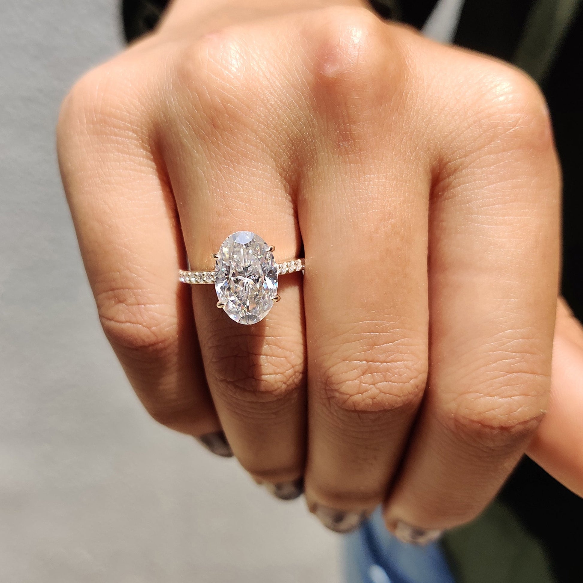 Oval Engagement Ring With Pave Setting