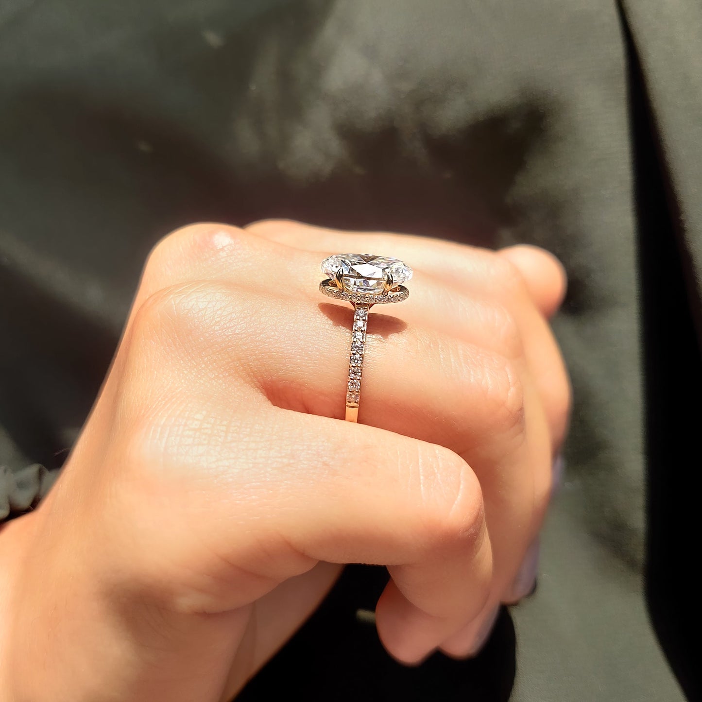 Oval Engagement Ring With Pave Setting