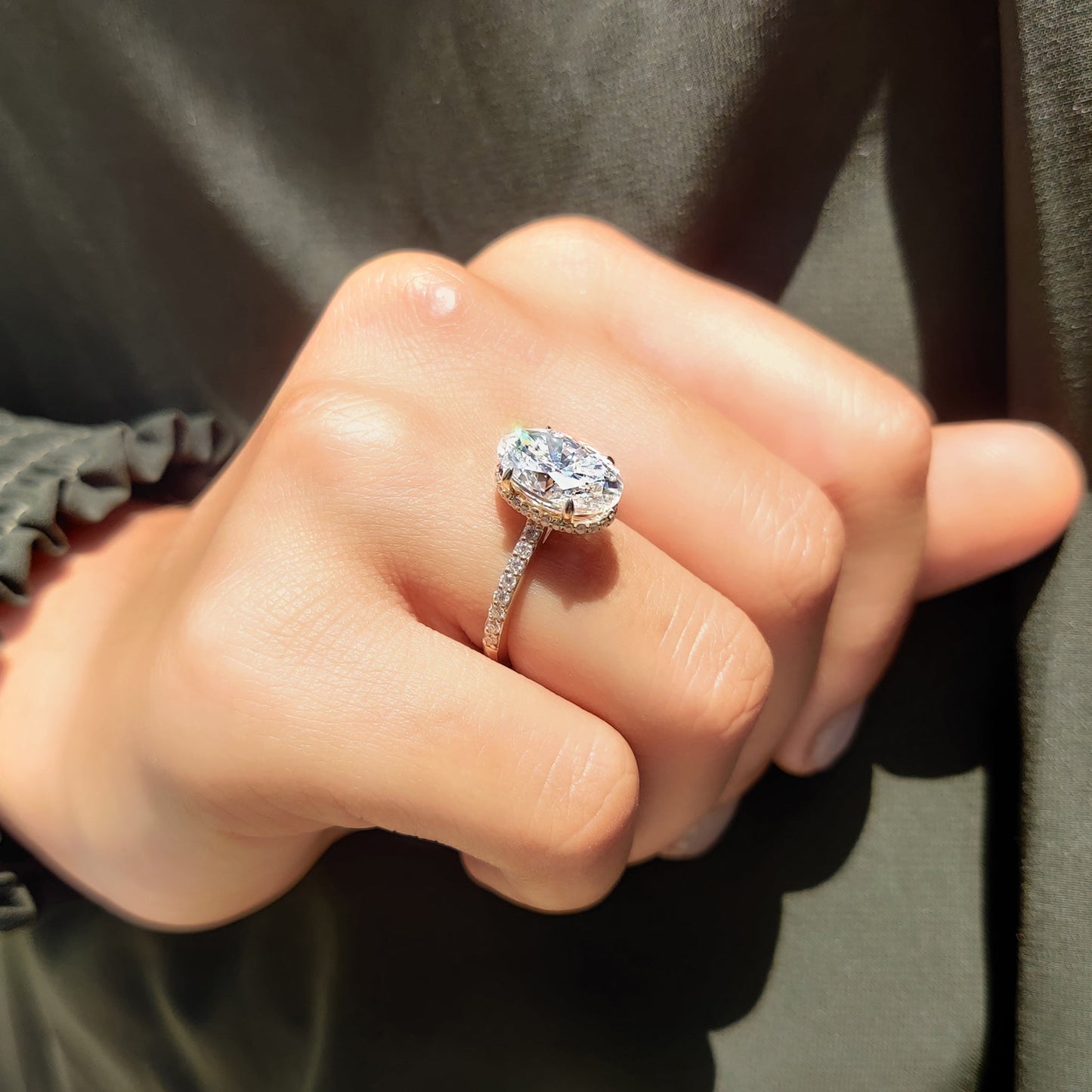 Oval Engagement Ring With Pave Setting