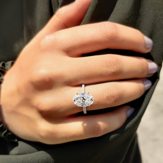 Oval Engagement Ring With Pave Setting