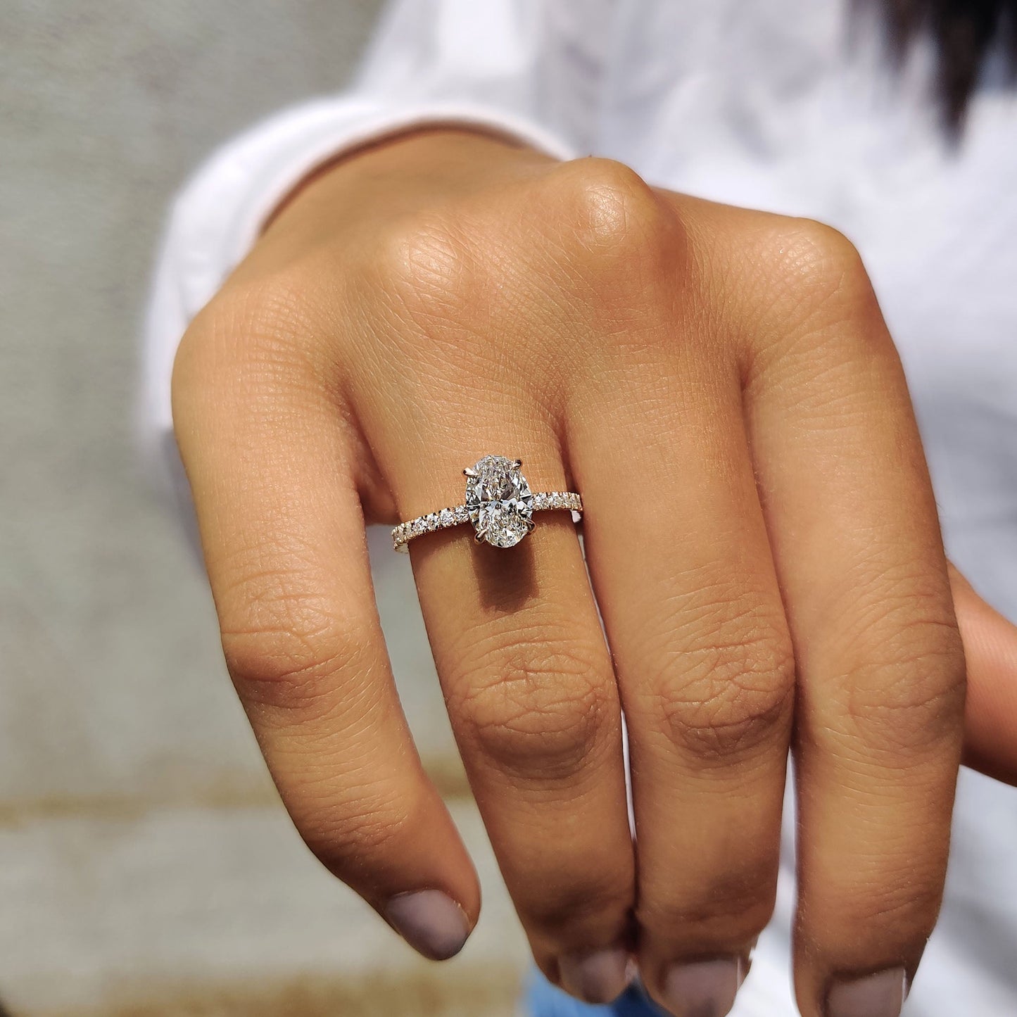 Hidden Halo Oval Cut Engagement Ring