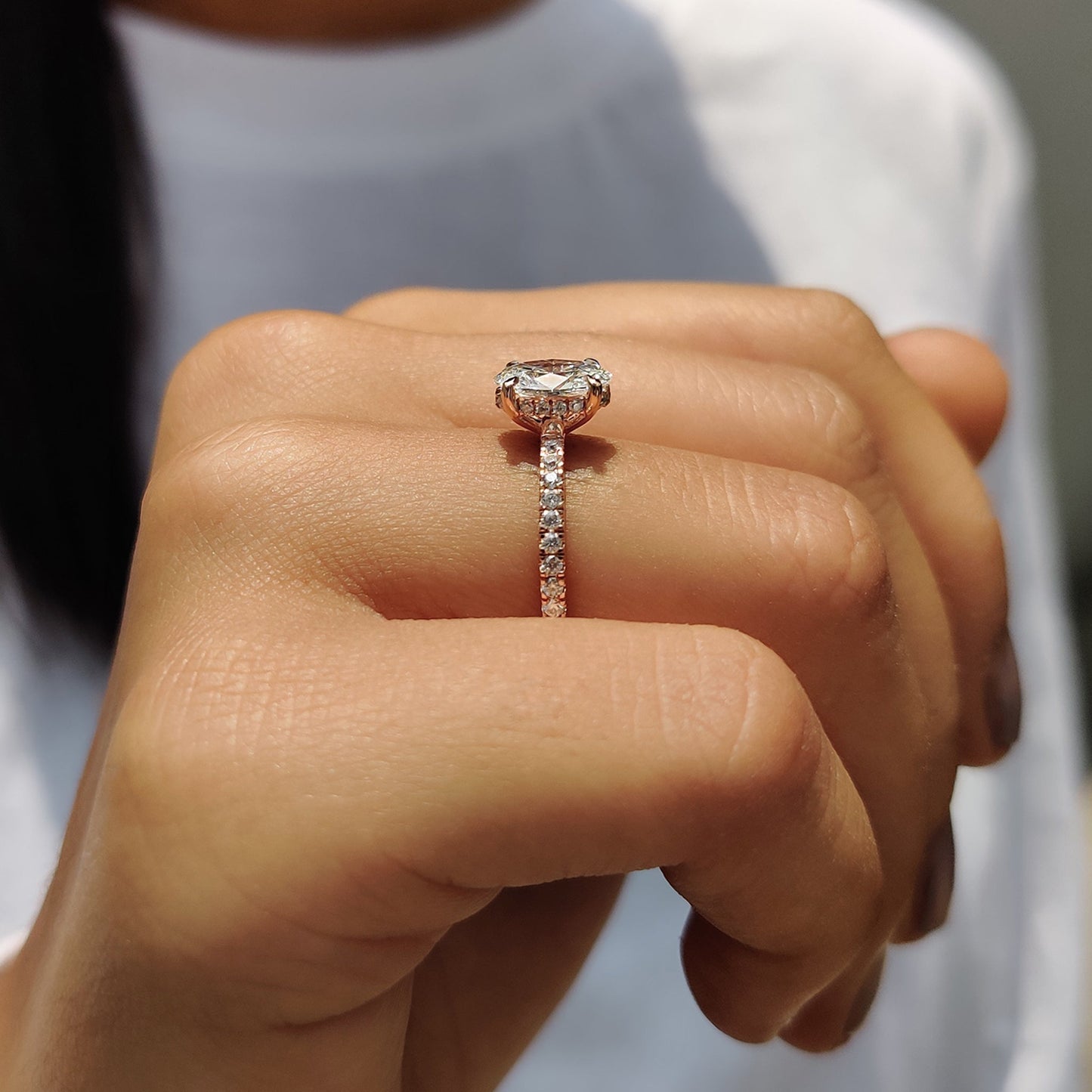 Hidden Halo Oval Cut Engagement Ring