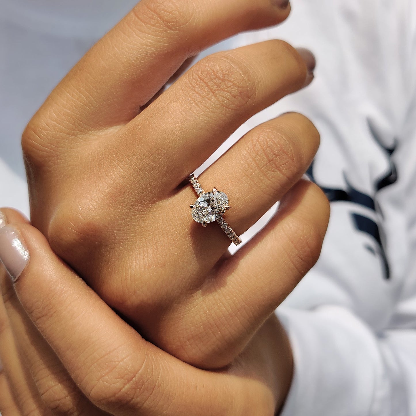 Hidden Halo Oval Cut Engagement Ring