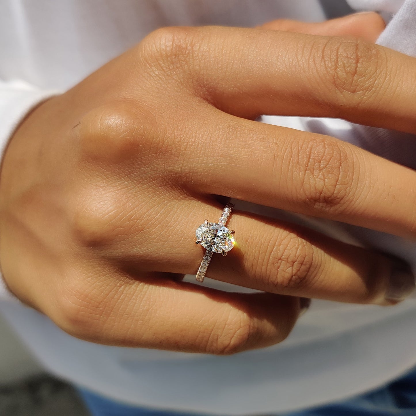 Hidden Halo Oval Cut Engagement Ring