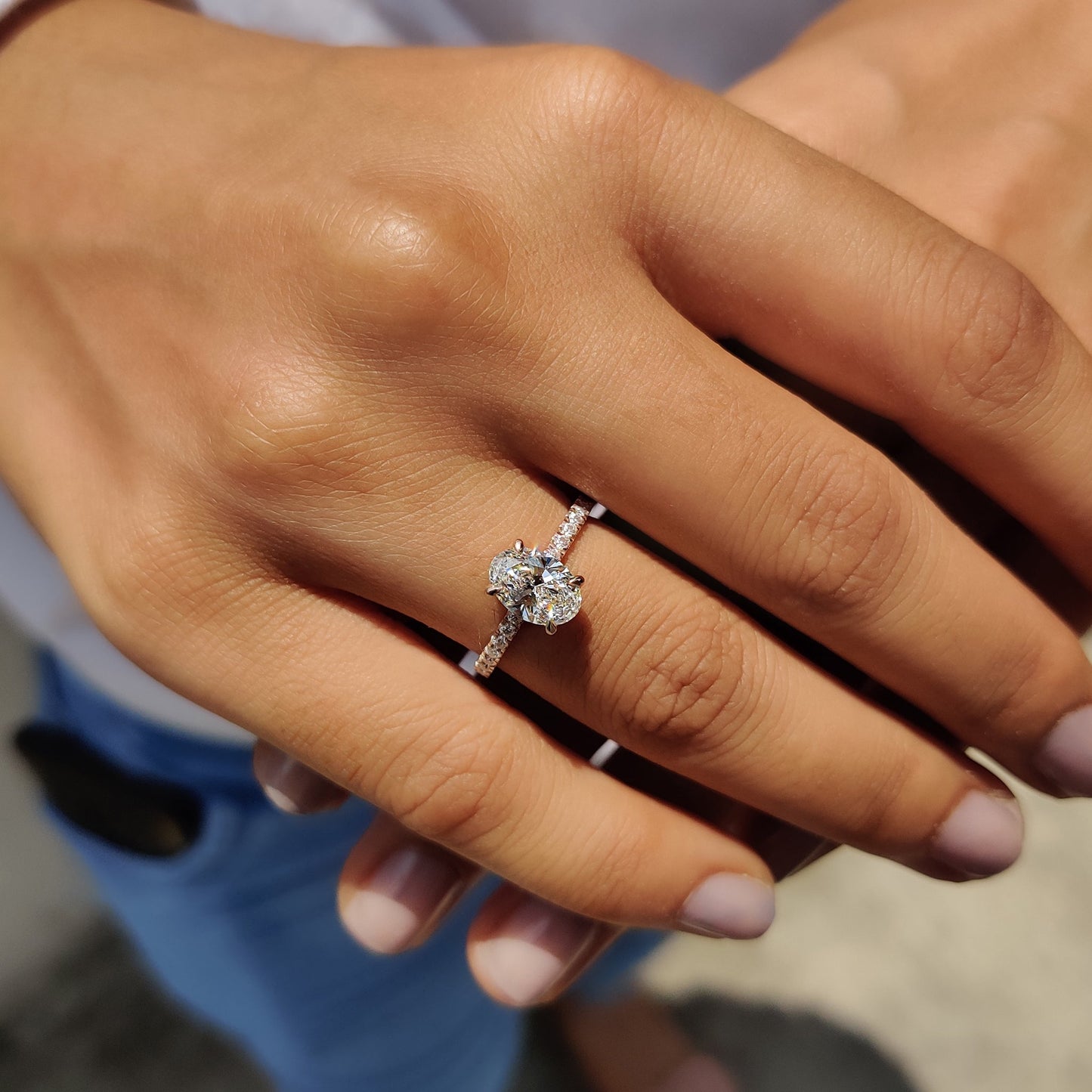 Hidden Halo Oval Cut Engagement Ring