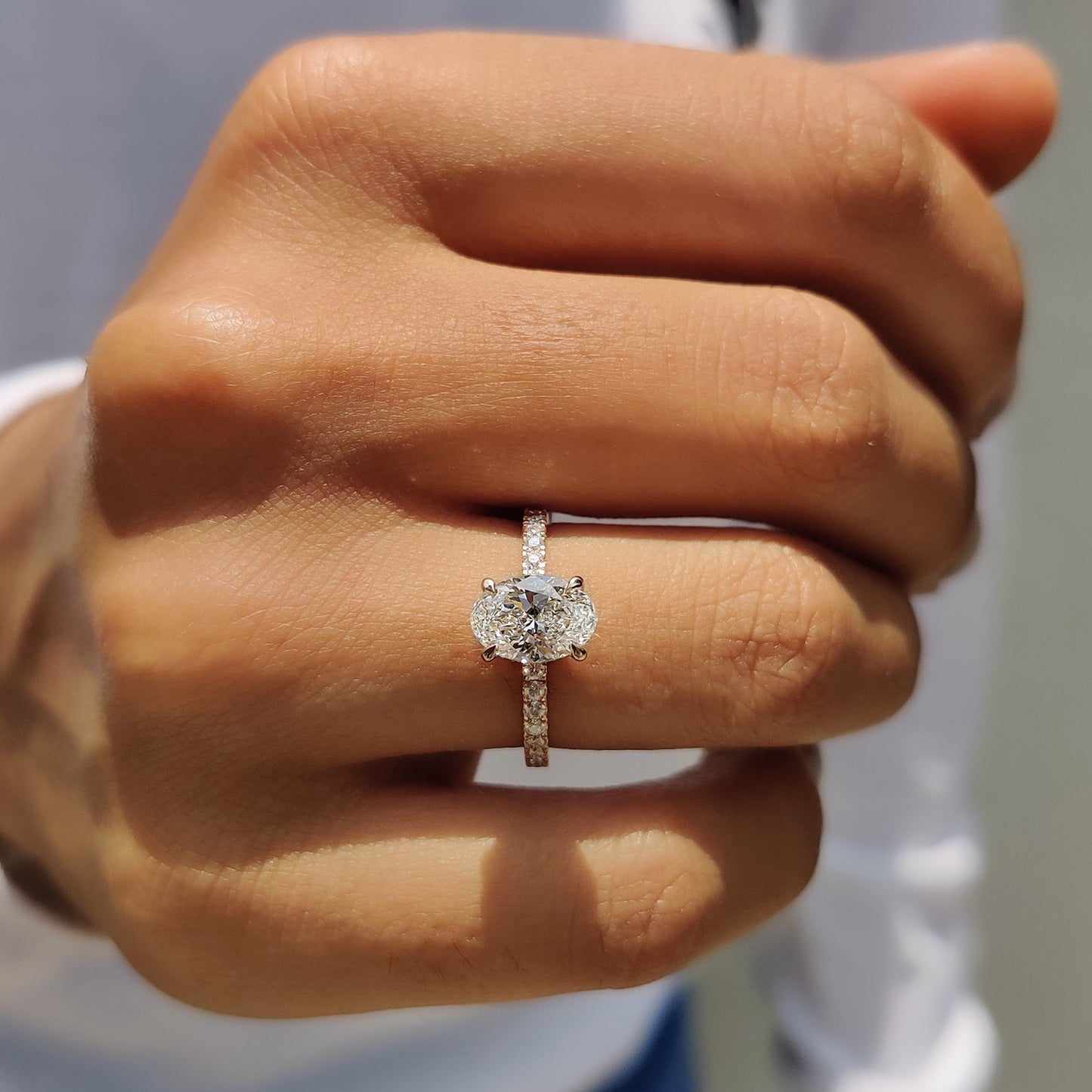 Hidden Halo Oval Cut Engagement Ring