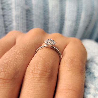 Marquise Halo Engagement Ring In Pave Band