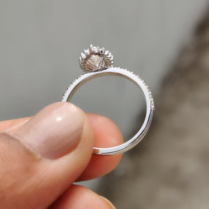 Marquise Halo Engagement Ring In Pave Band