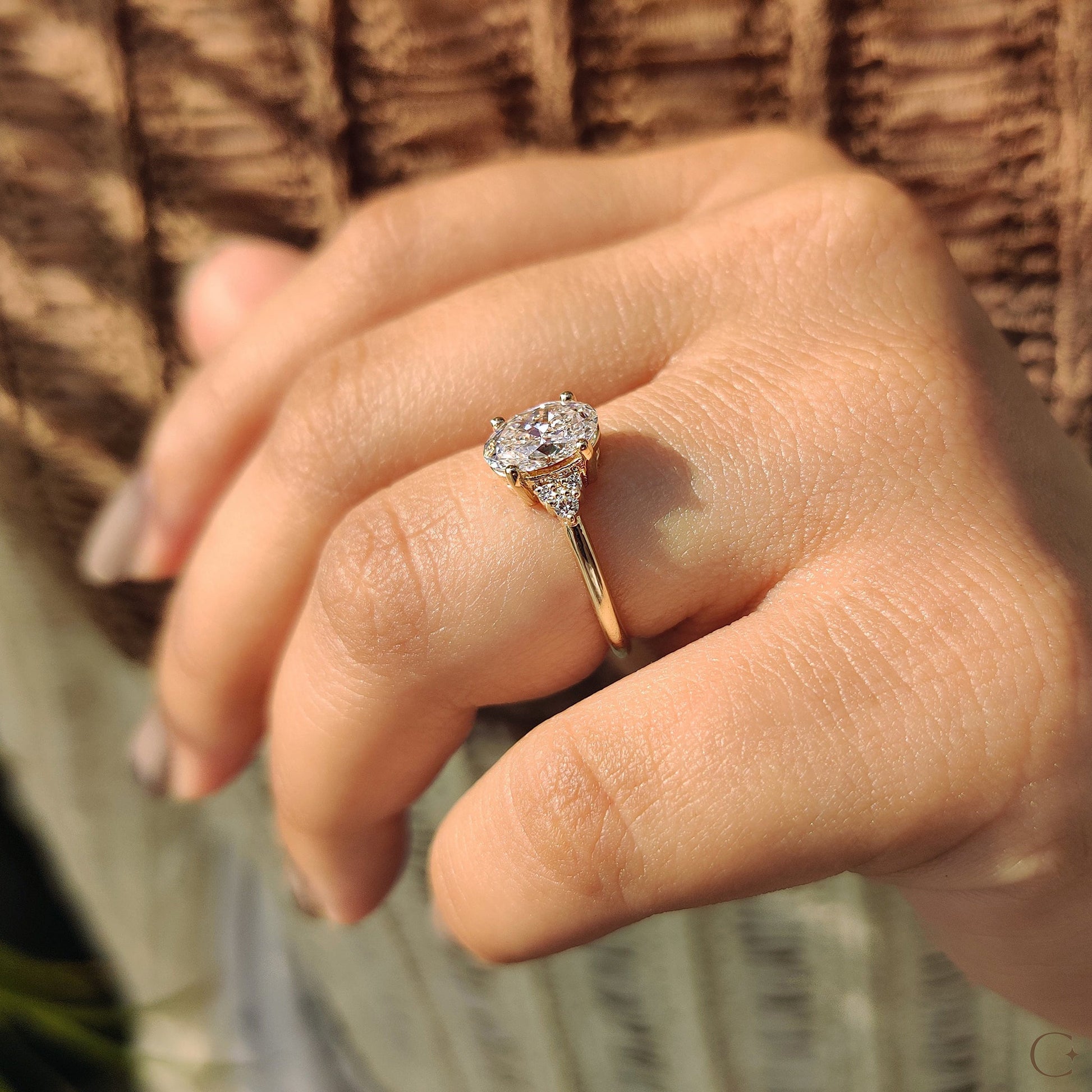 Oval Stone Engagement Ring In Yellow Gold