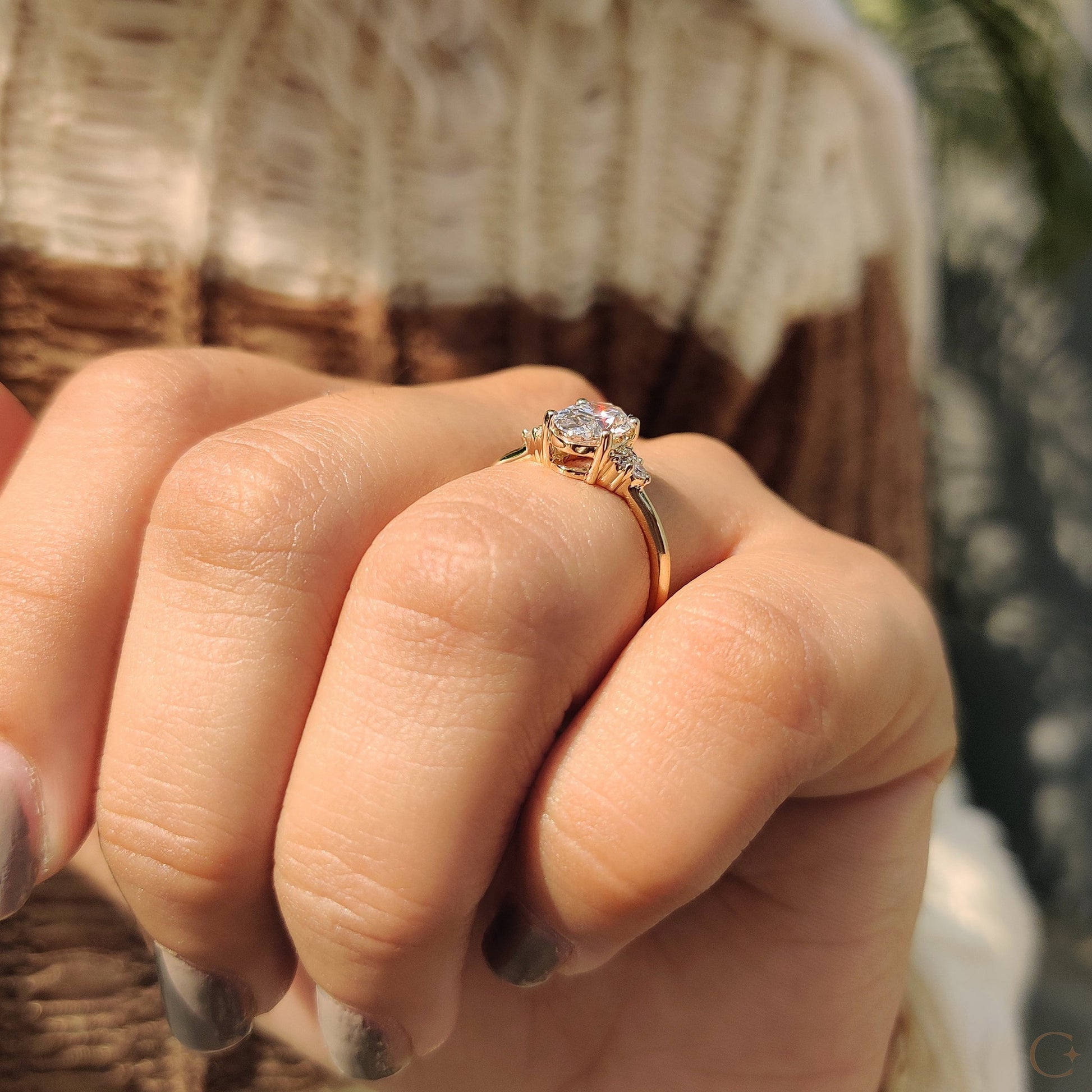 Oval Stone Engagement Ring In Yellow Gold