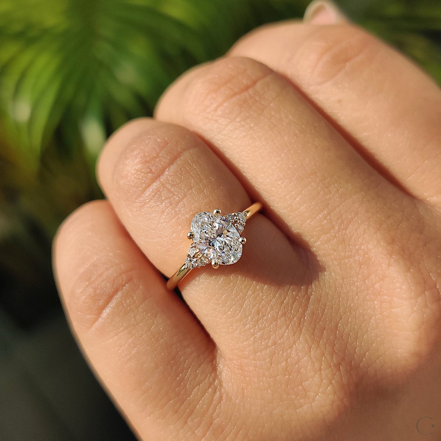 Oval Stone Engagement Ring In Yellow Gold