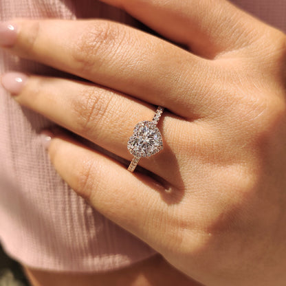Heart Diamond Ring With Halo Pave Setting