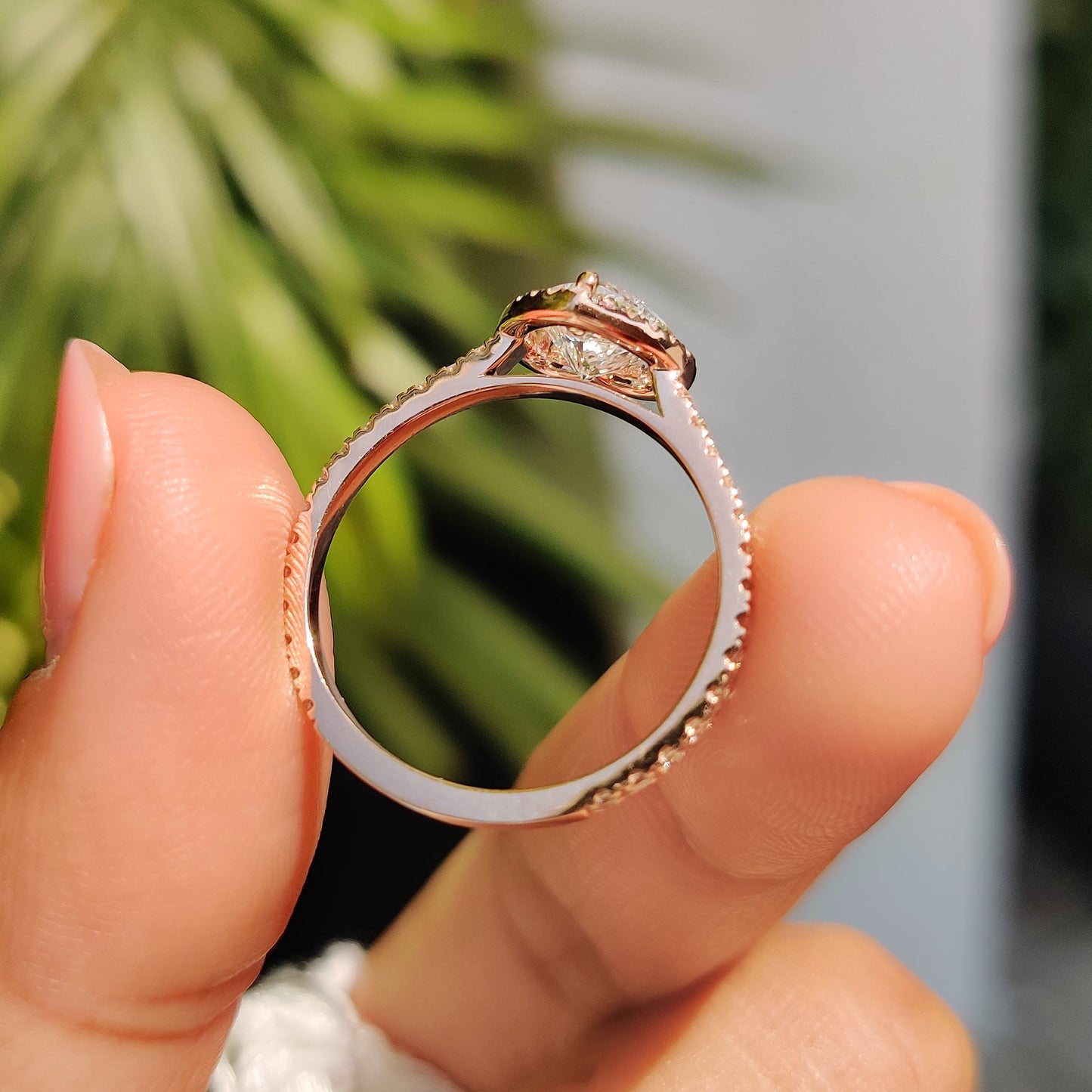 Heart Diamond Ring With Halo Pave Setting