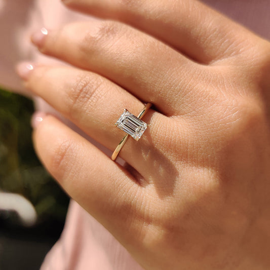 Emerald Diamond Ring In Solitaire Style