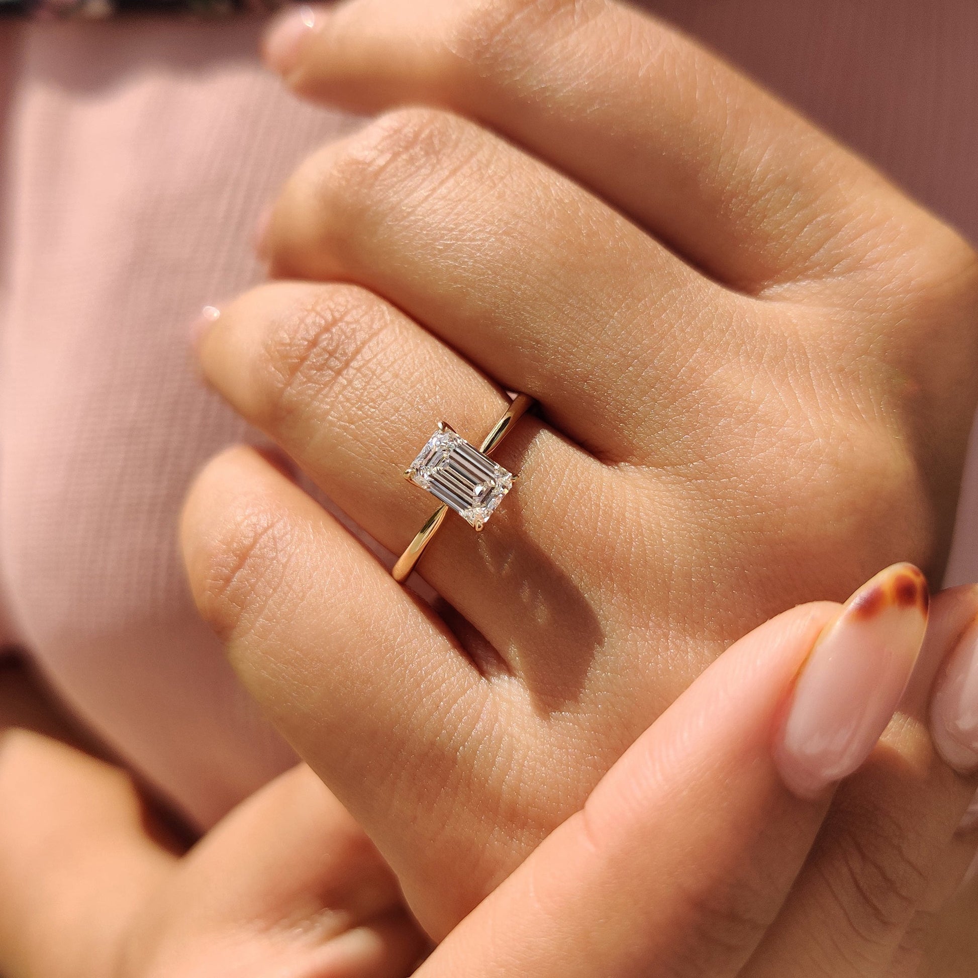 Emerald Diamond Ring In Solitaire Style