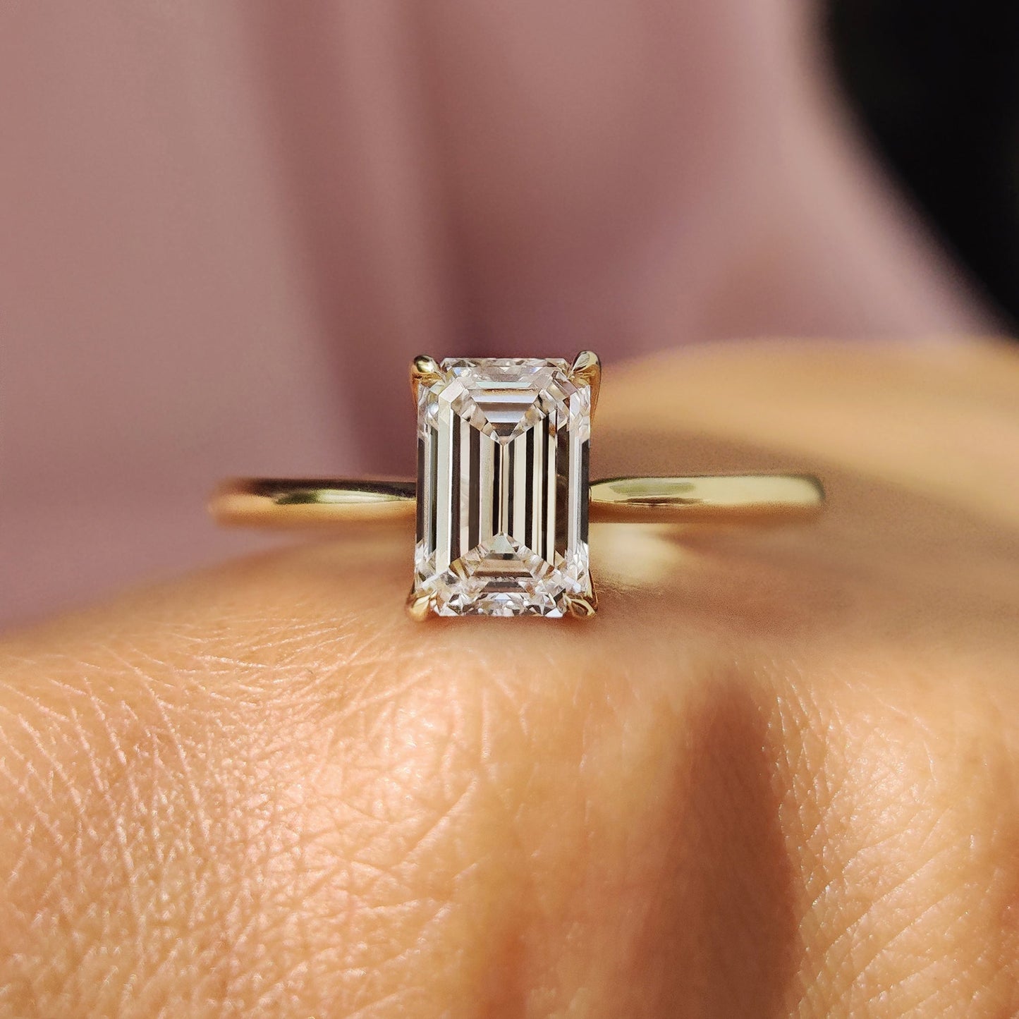 Emerald Diamond Ring In Solitaire Style