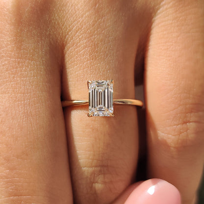 Emerald Diamond Ring In Solitaire Style