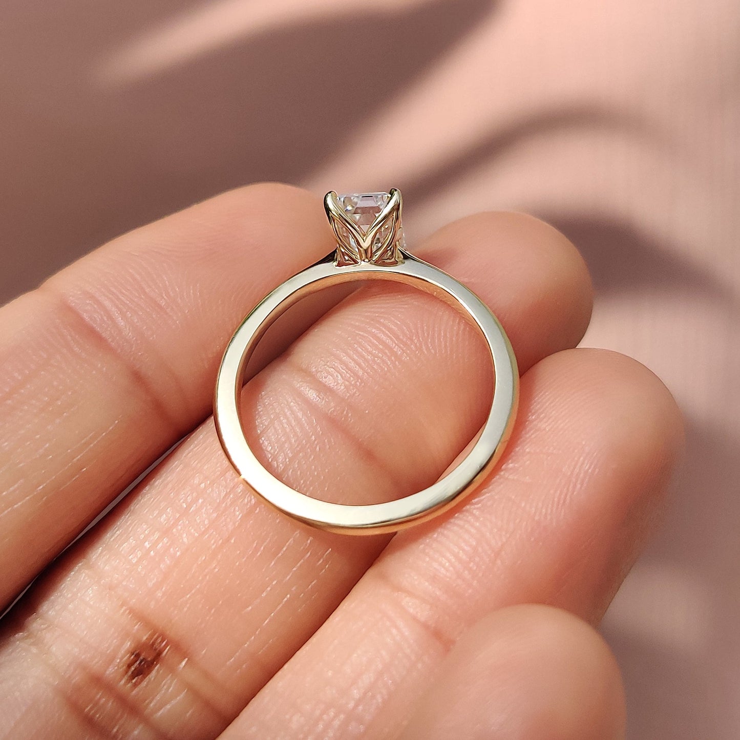 Emerald Diamond Ring In Solitaire Style