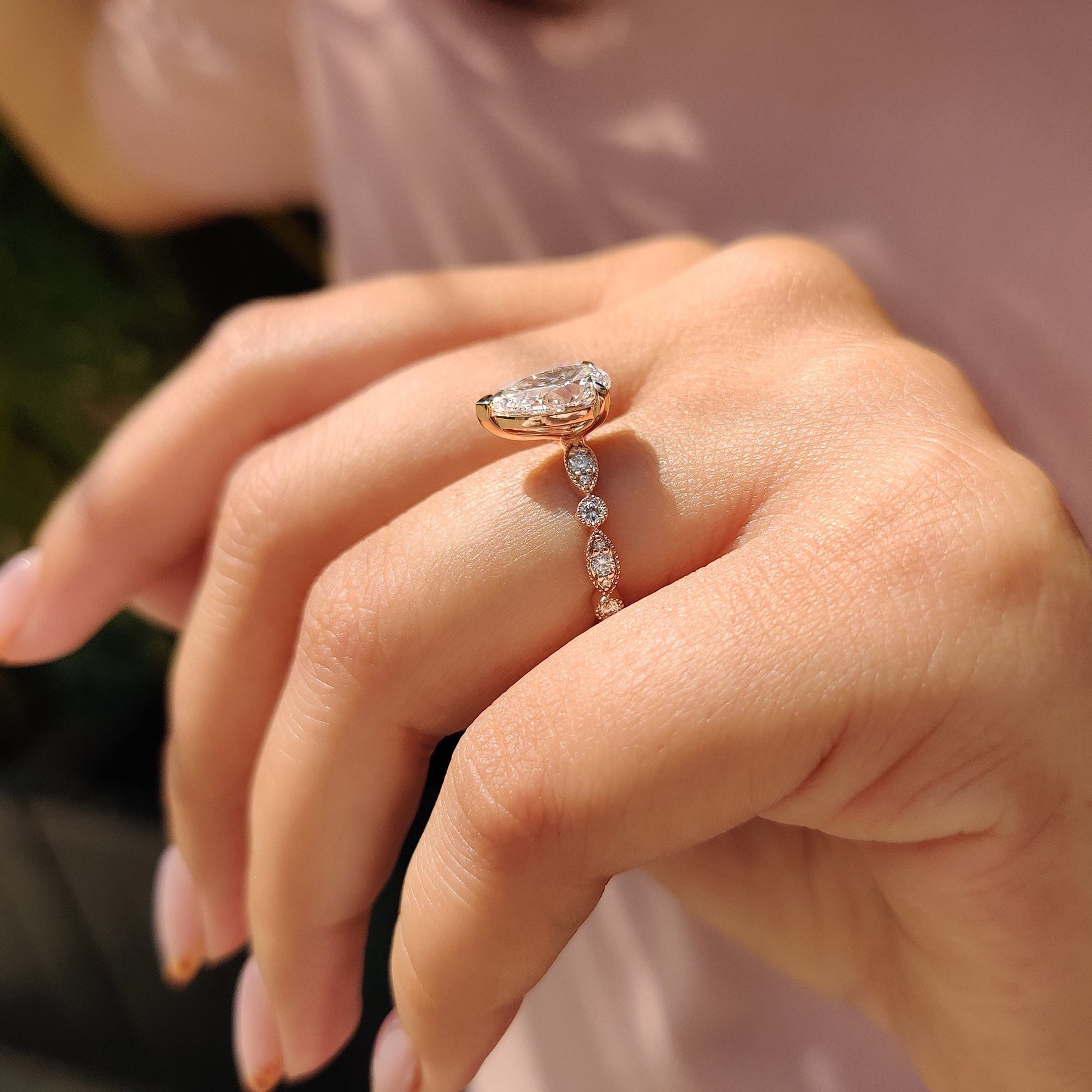 Pear Diamond Ring In Rose Gold