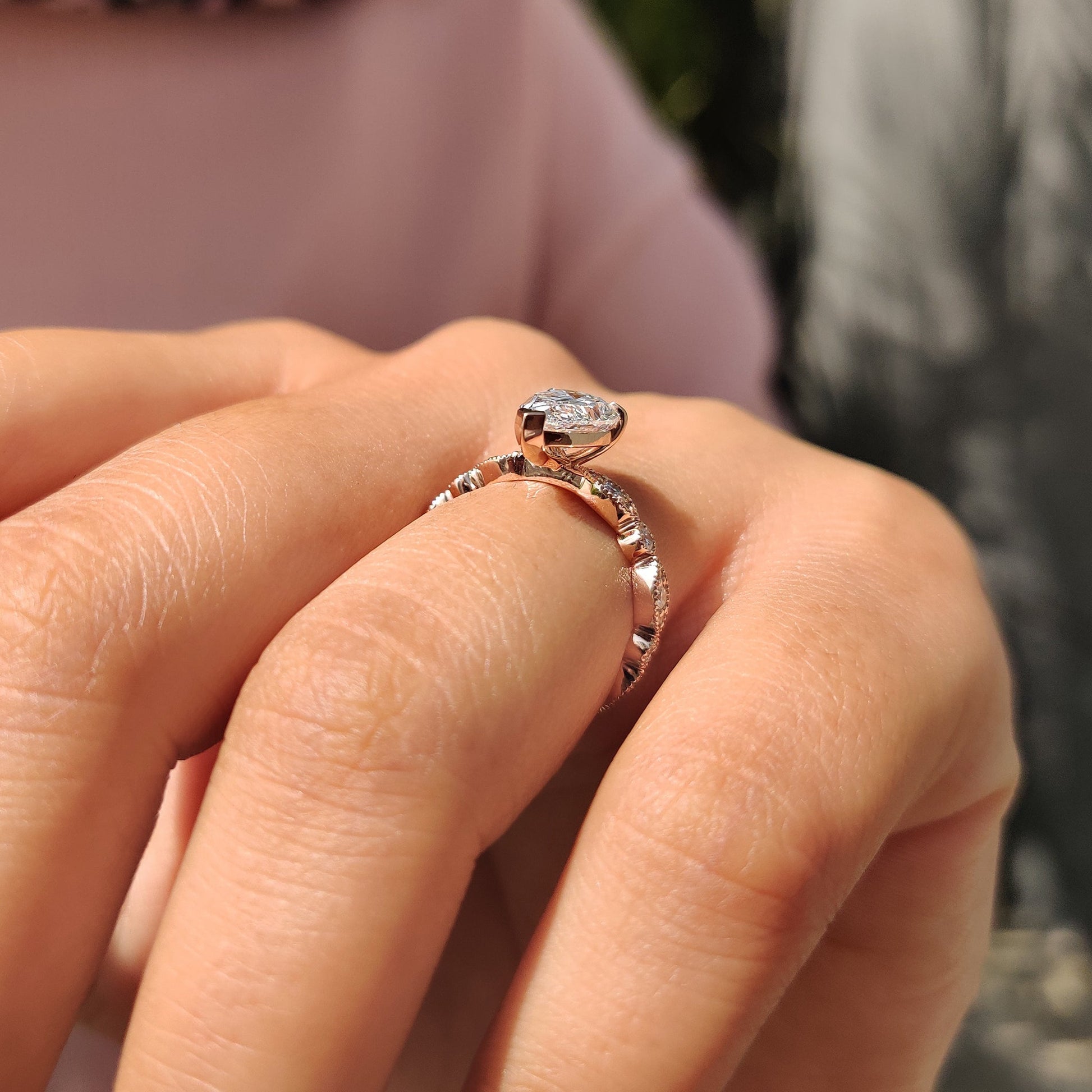 Pear Diamond Ring In Rose Gold