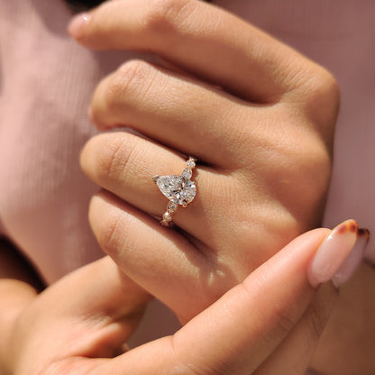 Pear Diamond Ring In Rose Gold