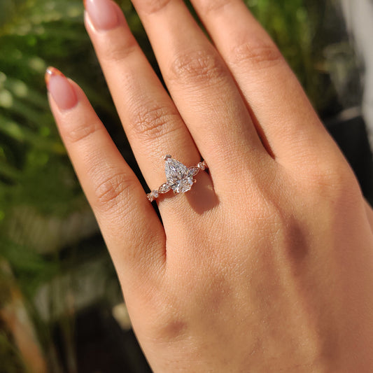 Pear Diamond Ring In Rose Gold