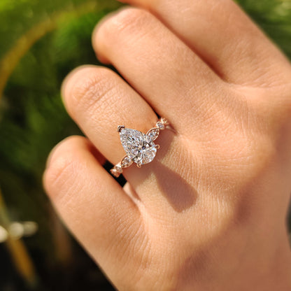 Pear Diamond Ring In Rose Gold