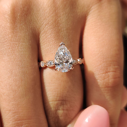 Pear Diamond Ring In Rose Gold