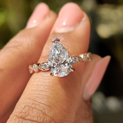 Pear Diamond Ring In Rose Gold