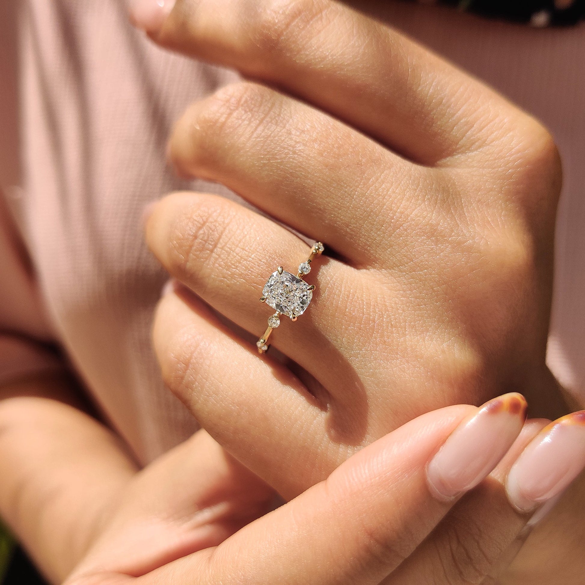 Cushion Cut Seven Stone Diamond Ring