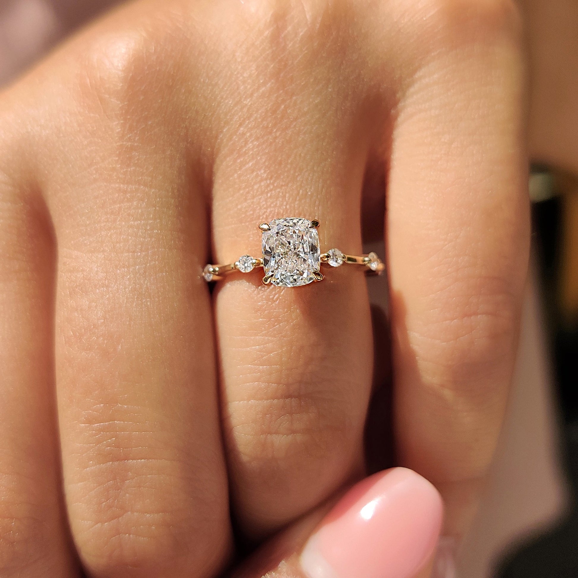 Cushion Cut Seven Stone Diamond Ring