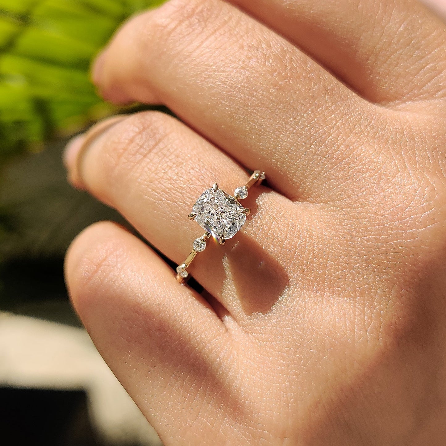 Cushion Cut Seven Stone Diamond Ring